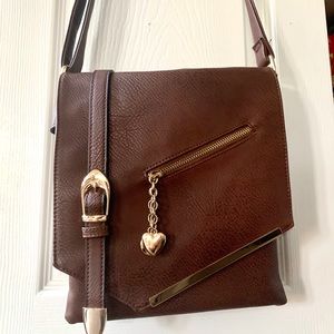 Crossbody Purse in soft Vegan faux brown leather